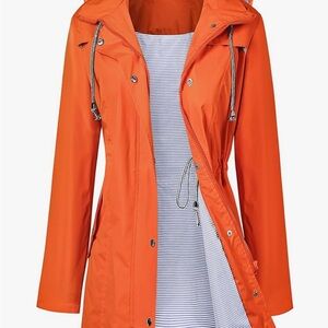 Raincoat Women Waterproof Long Hooded Trench Coats Lined Windbreaker Travel Jack